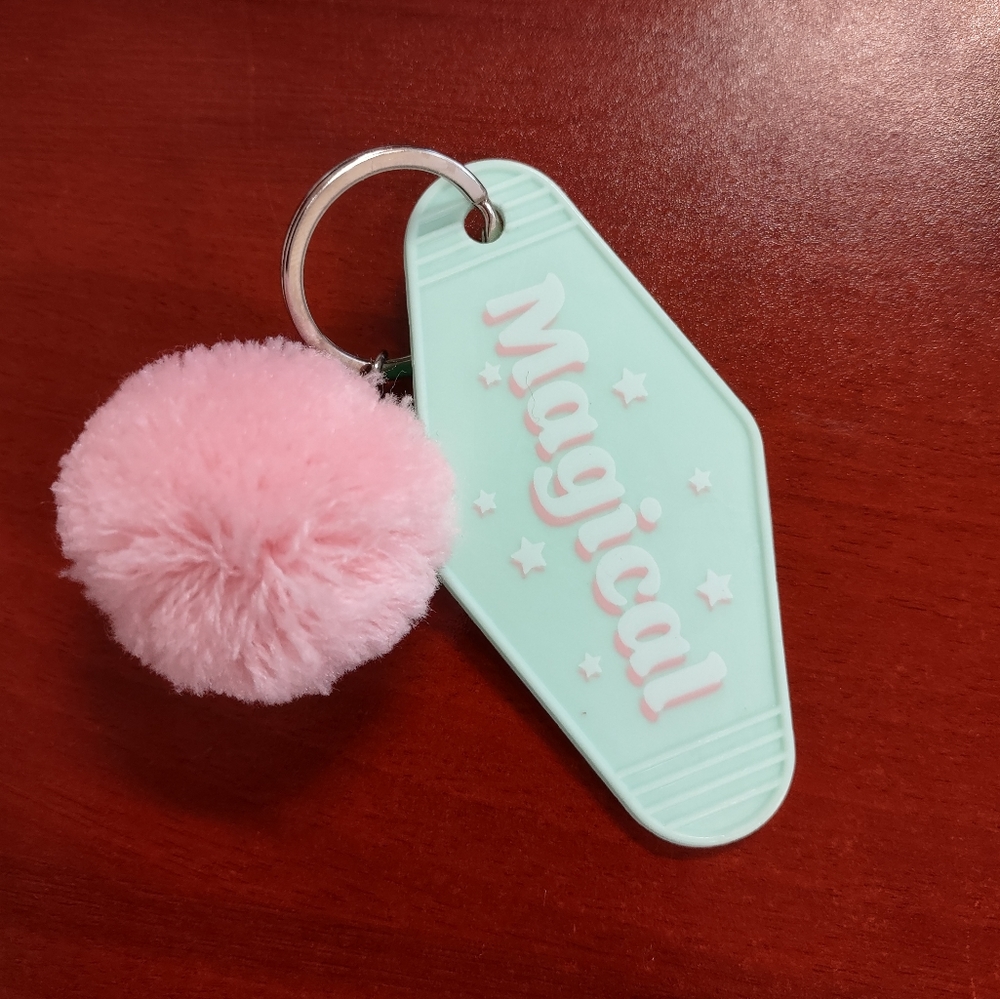 "MAGICAL" Retro Motel keychain with Pom Pom